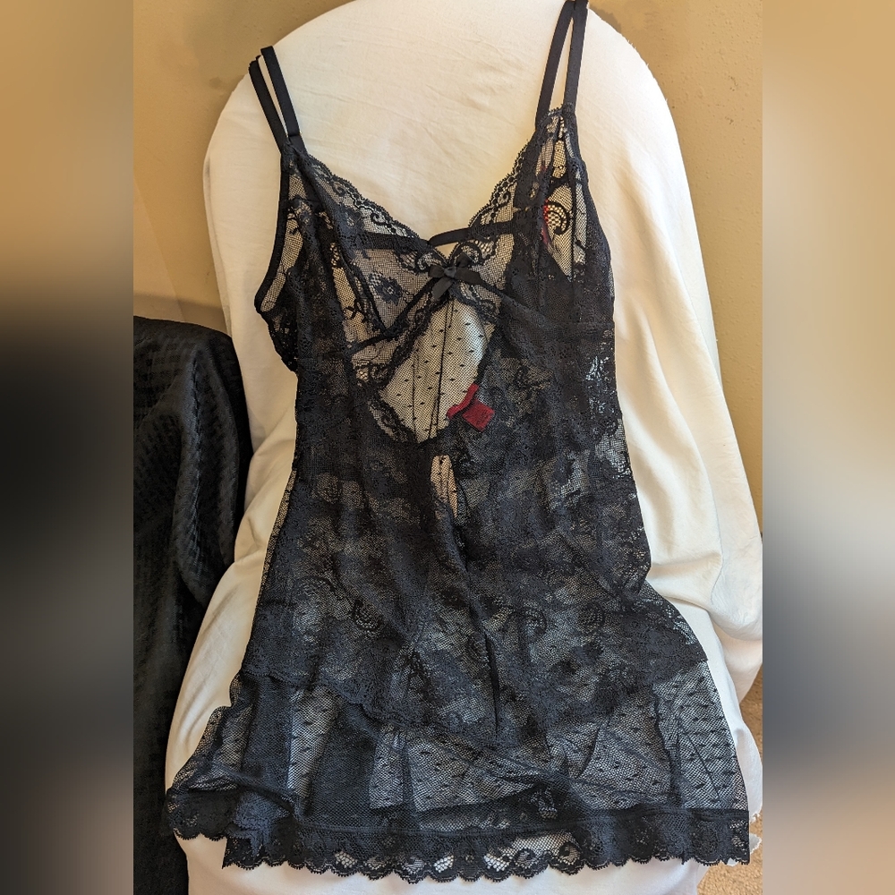 NWT Vintage Victoria's Secret Black Lace Chemises